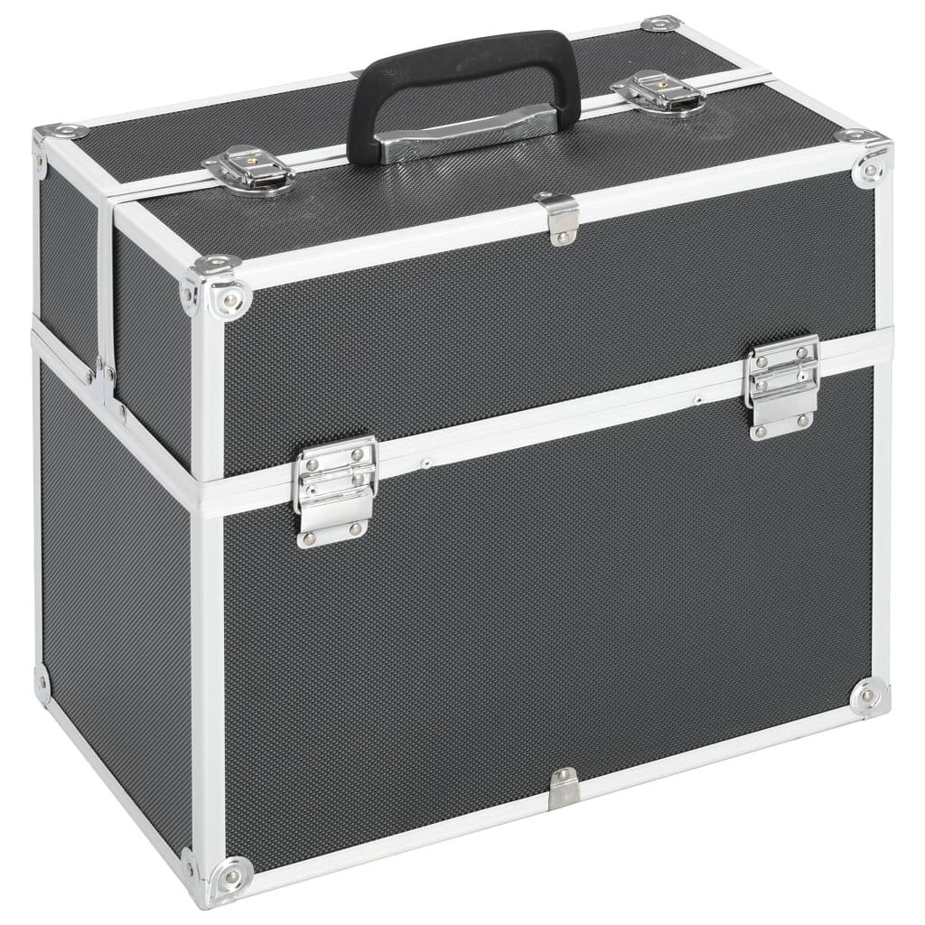 Make-Up Case 37x24x35 Cm Black Aluminium – Vicedeal