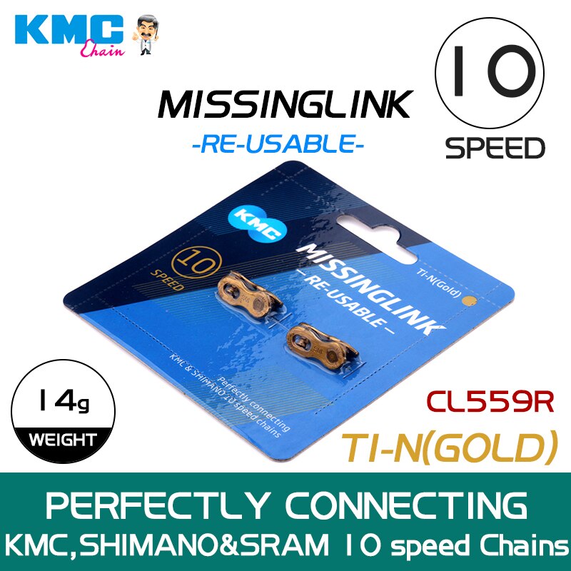 2 Pairs KMC Chain Missing Link 6/7/8/9/10/11 Speed Silver Gold Color Reusable Chain Magic Clasp Bicycle Chain Repair Parts: 10s gold