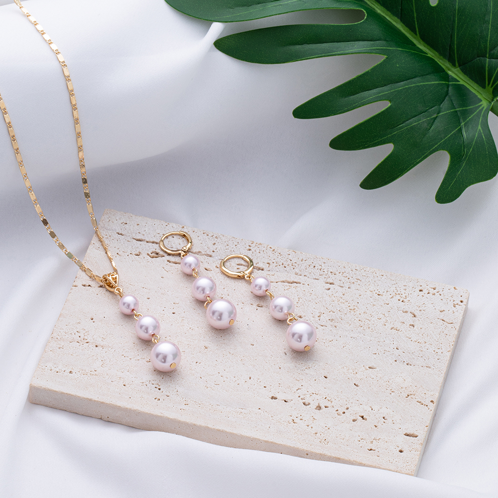 Cring Coco Hawaiian Polynesische Plumeria Ketting Set Gold Filled Hanger Hoop Oorbellen Sieraden Sets Voor Vrouwen Meisjes: ZH0500GOQPK