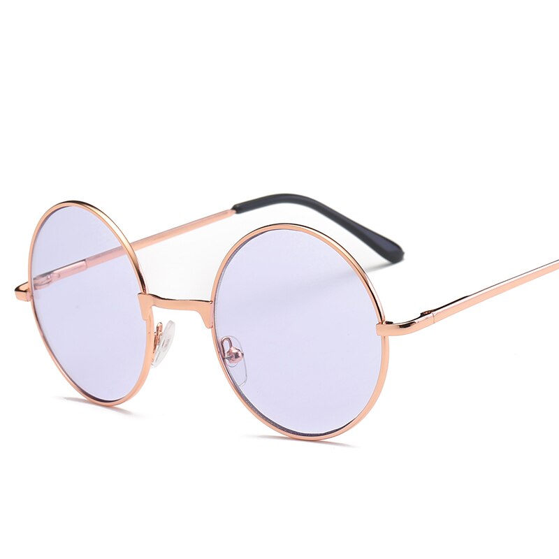 Gafas de montura de Metal de Color dorado para mujer redondas Cute Kawaii Clear Lens Candy Color gafas de sol Unisex Casual de vidrio