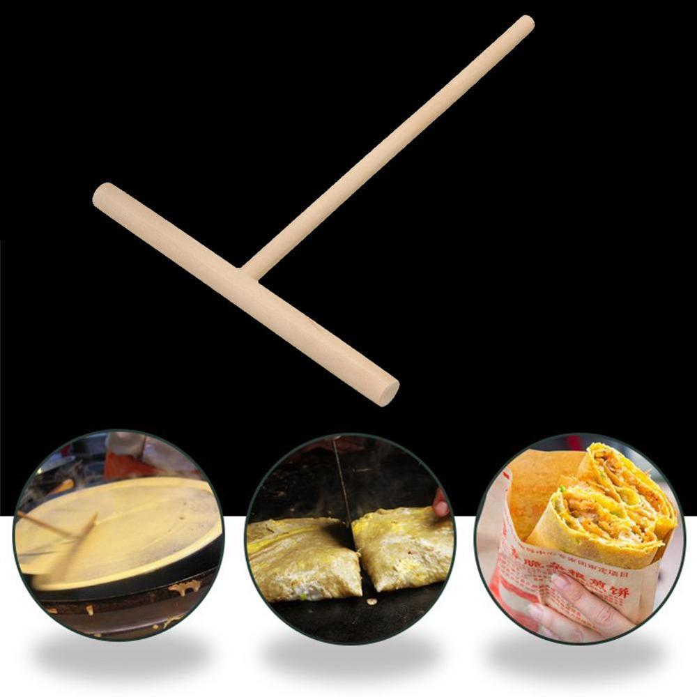 1pc t-formet tre rake crepe diy rund røre pannekake spreder kjøkken crepe høyt verktøy tilbehør kjøkken rolle k0 x 4