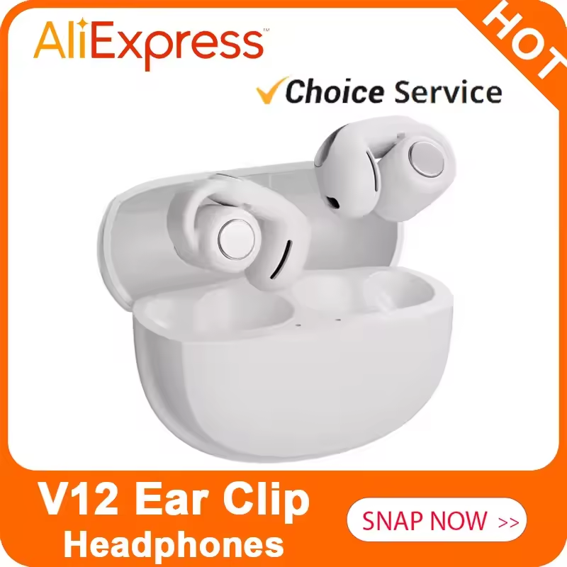 V12 Koptelefoon Draadloze Bluetooth 5.3 Open Headsets HiFi Stereo Sport Oordopjes HD Mic Call Oor Clip Hoofdtelefoon voor Ultra