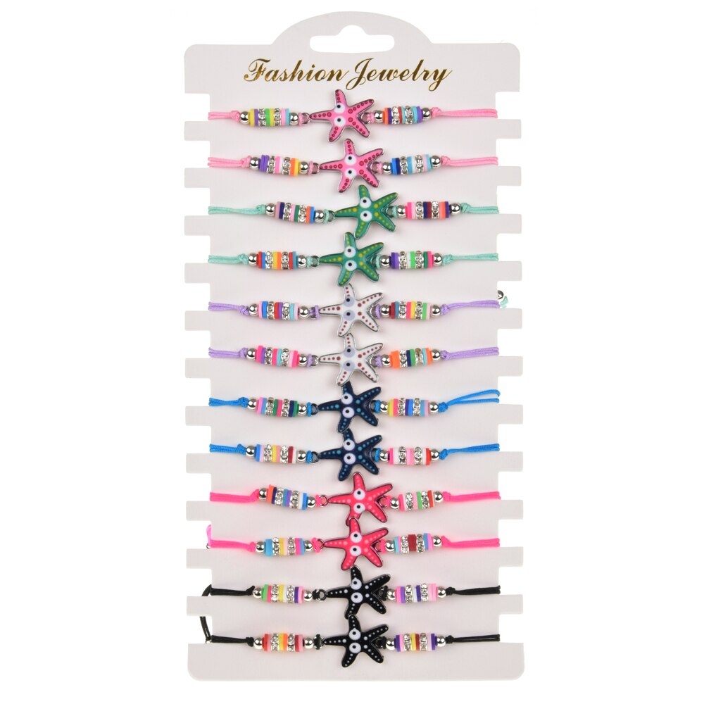 Boheemse set van 12 vlinderschedels met sterbedels en gevlochten armbanden voor vrouwen met verstelbare touwketting en yoga-enkelbandjes in de vorm van een boze oog.