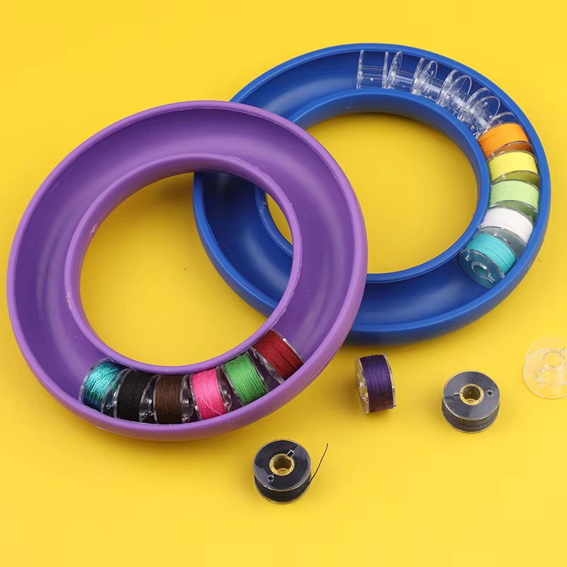 MIUSIE Bobbin Holder Sewing Tools Plastic Bobbin Storage Box Rubber Ring Sewing Needles Saver Handicraft Portable Sewing Tools