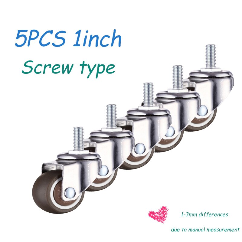 5pcs/Lot Office Chair Caster Wheels 1.5/2 Inch Swivel Caster Wheels Soft Rubber TPE Caster Wheels Replacement Furniture Hardware: 5pcs B1inch
