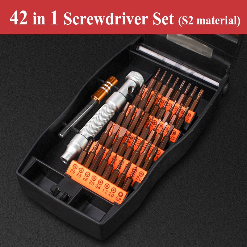 Screwdriver Kit Precision Magnetic Bits DIY Dismountable Screw Driver Set Mini Tool Case For Smart Home PC Phone Repair: 42 IN 1 (S2)