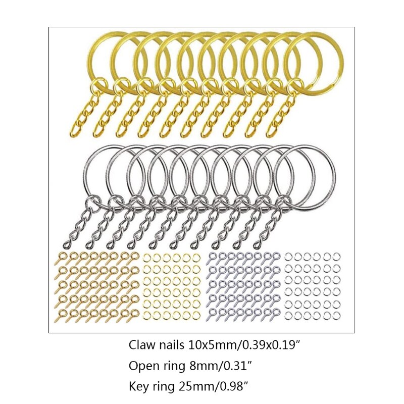 220 sztuk breloczek z łańcuszkiem Jump Rings śruba szpilki z oczkiem zestaw do żywicy DIY rzemiosło