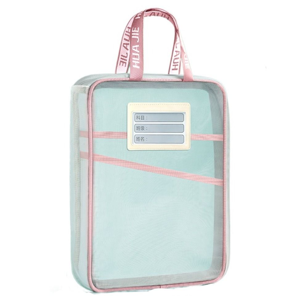 Thickened Test Paper Storage Bag Mesh with Double-sided Labels File Folder Bag Large Capacity Zipper Stationery Organizer Pouch: PURPLE