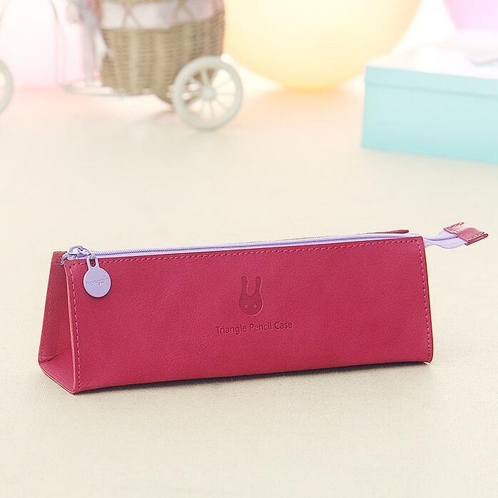 Estuche de lápices conciso de color sólido para chicas, estuches de lápices escolar para niñas, papelería, bolsa de lápices de lona, estuche escolar: Red