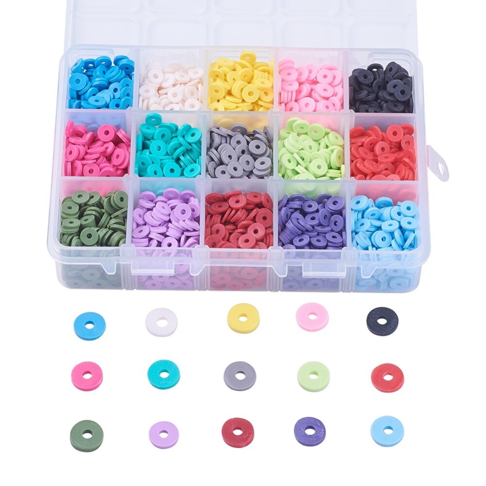 Mix Kleur Milieu Handgemaakte Polymeer Klei Kralen 4Mm 6Mm Disc Bead Voor Sieraden Maken Diy Armband Accessoires Ongeveer 5280Pcs: Mix 15colors C / 8mm