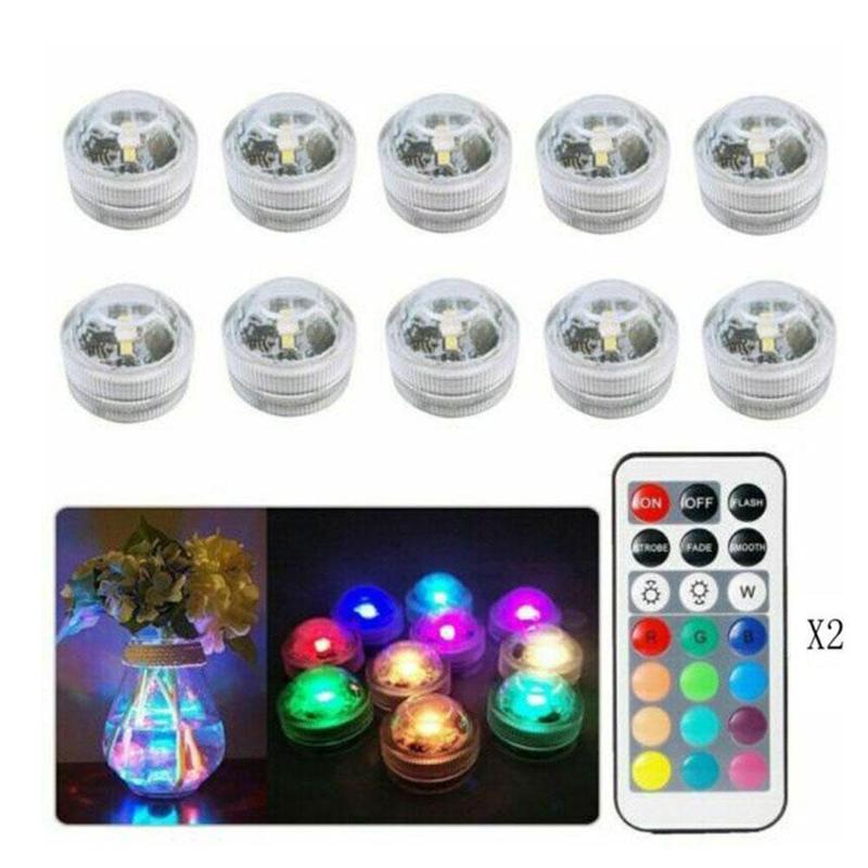 10X Waterdichte Afstandsbediening Gekleurde Led Licht Grens Stijl Efx Accent Multi-color Afstandsbediening Dompelpompen Duiken Licht