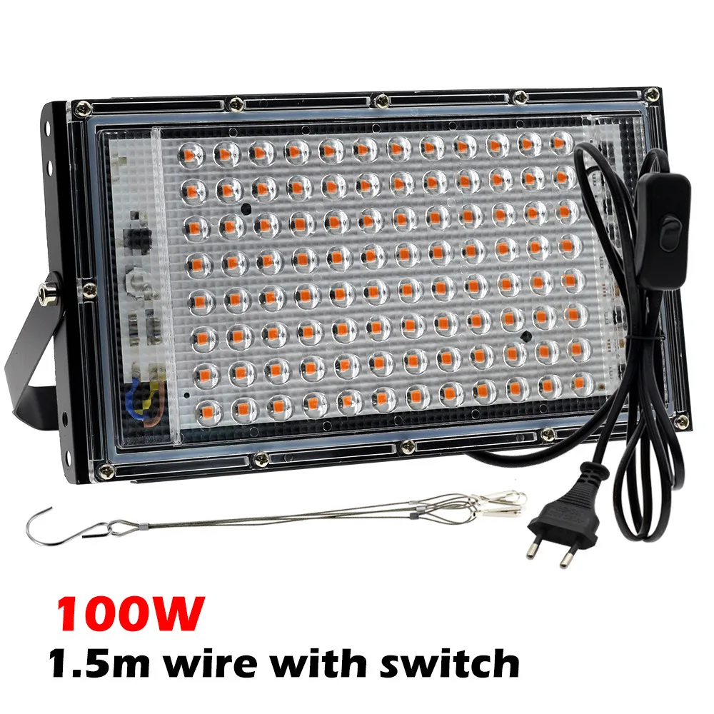 Phyto lampe 50W 100W 300W Phytolamp pour plantes spectre complet Led culture des plantes cultivateur Culture intérieure Led lampe de culture lampe Uv: Argent