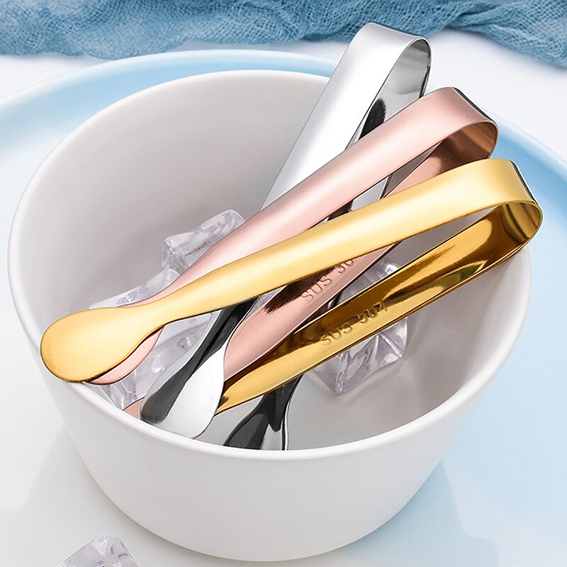 Stainless Steel Ice Tongs Gold Sugar Ice Cube Tongs Bread Food BBQ Clip Barbecue Clip Ice Clamp Tool Bar Kitchen Accessories