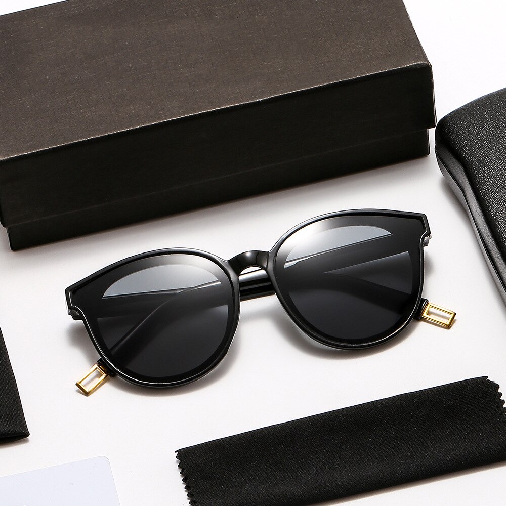 Mærke cat eye solbriller kvinder mænd luksus plast solbriller klassiske retro udendørs unisex runde solbriller