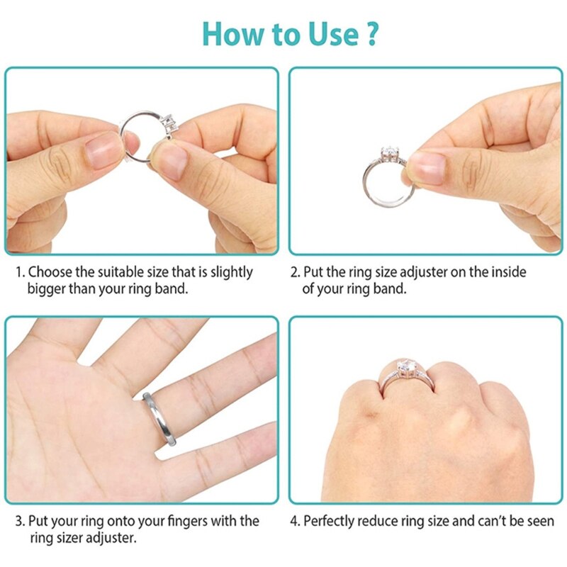 Ajustador de silicona Invisible transparente para anillo, 8 tamaños, anillos sueltos, reductor, apto para cualquier anillo, herramientas de joyería