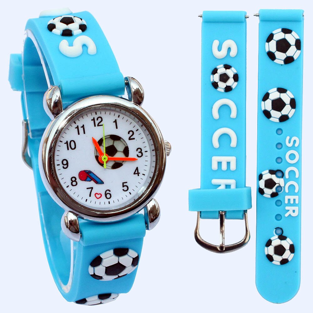 Populaire 3D Horloge Sport Voetbal Stijl Siliconen Band Kinderen Quartz Horloge Jongen Horloge Meisjes Horloge Cartoon Analoge Horloge