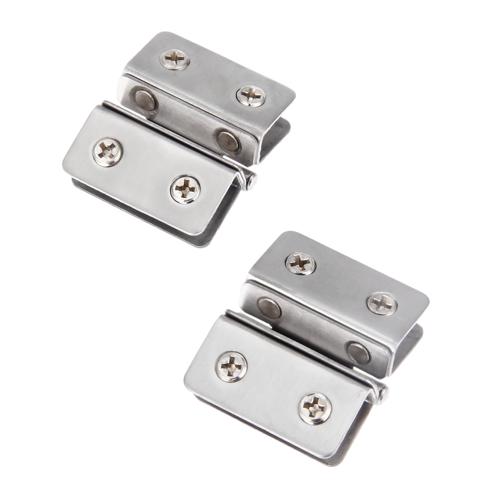 2Pcs Glass Door Hinges Adjustable Double Clamp Hinges for Cabinet Cupboard Bathroom Glass Clamps Zinc Alloy