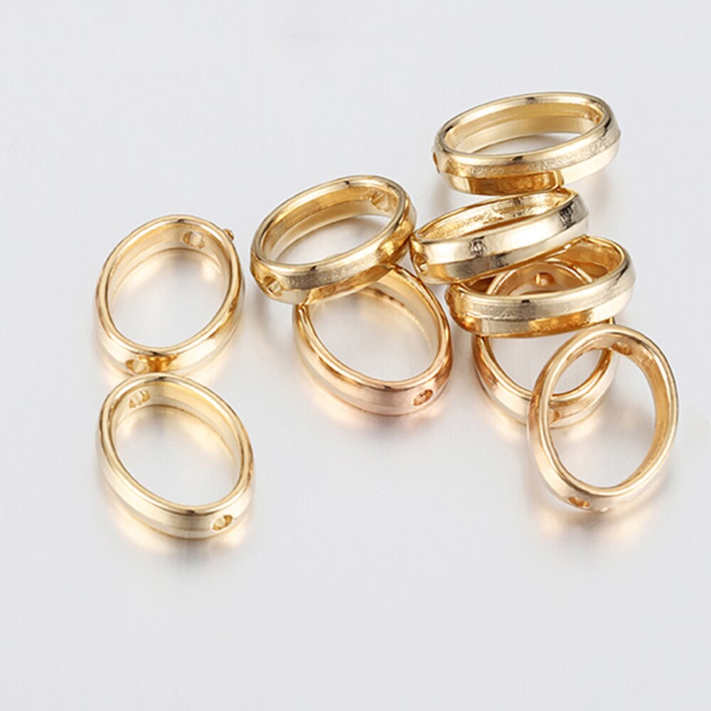 50 sztuk Love Heart dwa otwory CCB koraliki rama Spacer koraliki naszyjnik DIY złącza bransoletki wisiorki akcesoria do wyrobu biżuterii: 15x12mmOval-KC Gold