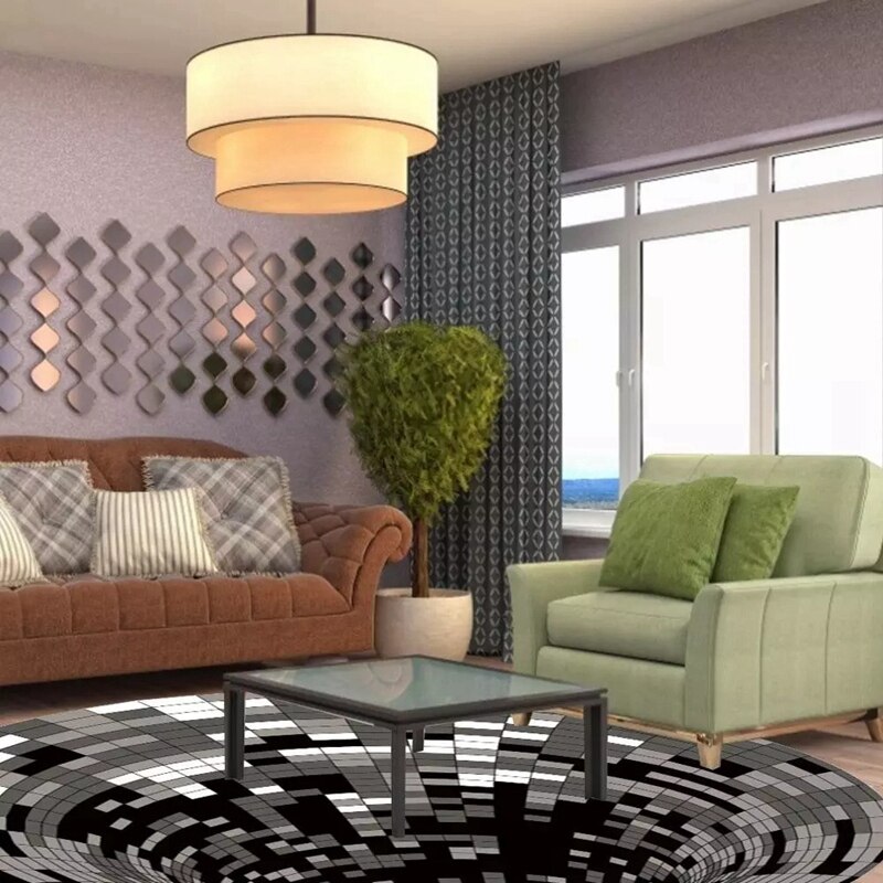 3D Swirl Print Optical Illusion Area Rug Carpet Floor Pad Doormat Home Decor