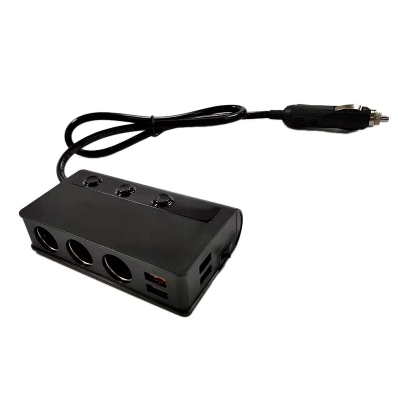 Quick Charge 3.0 Sigarettenaansteker Splitter, 12V/24V 3-Socket Power Auto Splitter Met Led Voltmeter Schakelaar, 4 Usb Snelle Out