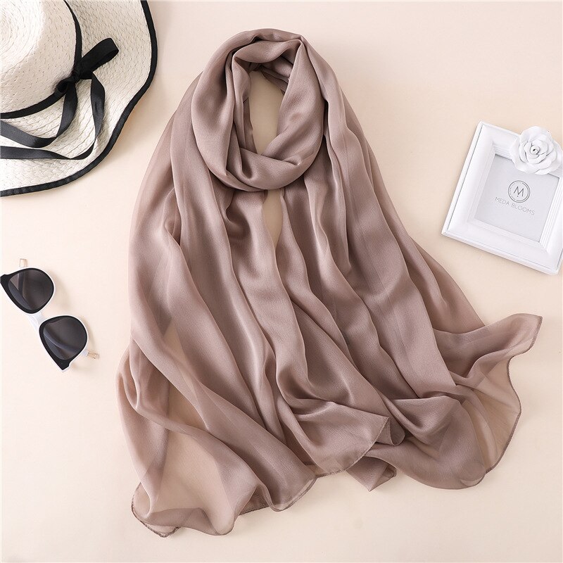 2022 Brand Women Scarf Solid Summer Silk Scarves Lady Shawl Wrap Large Size Beach Stoles Pashmina Foulard Hijab: BS13-11