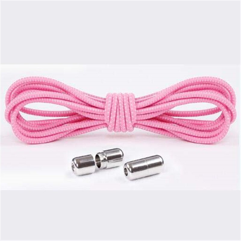 1Pair Elastic Locking Shoelaces Round No Tie Shoe Laces Kids Adult Sneakers Shoelaces Fast Lazy Shoe Lace Shoestrings: Pink