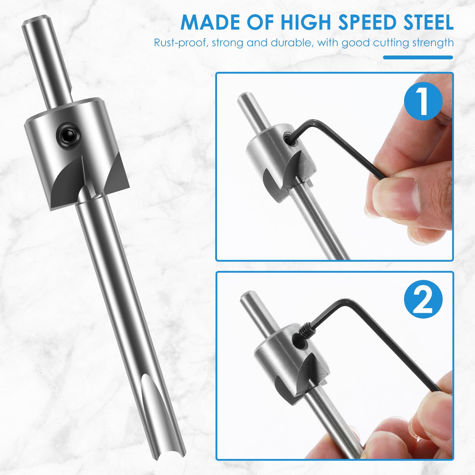 Recortadora de barril de pluma, Kit de torneado de madera, pluma de acero de alta velocidad, cabezal de corte, cortador de molino de carpintería, juego de herramientas