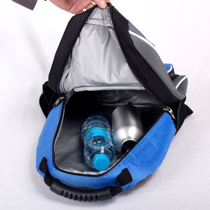 Mochila térmica para piquenique, bolsa térmica espessa, azul/vermelho, para entrega de alimentos