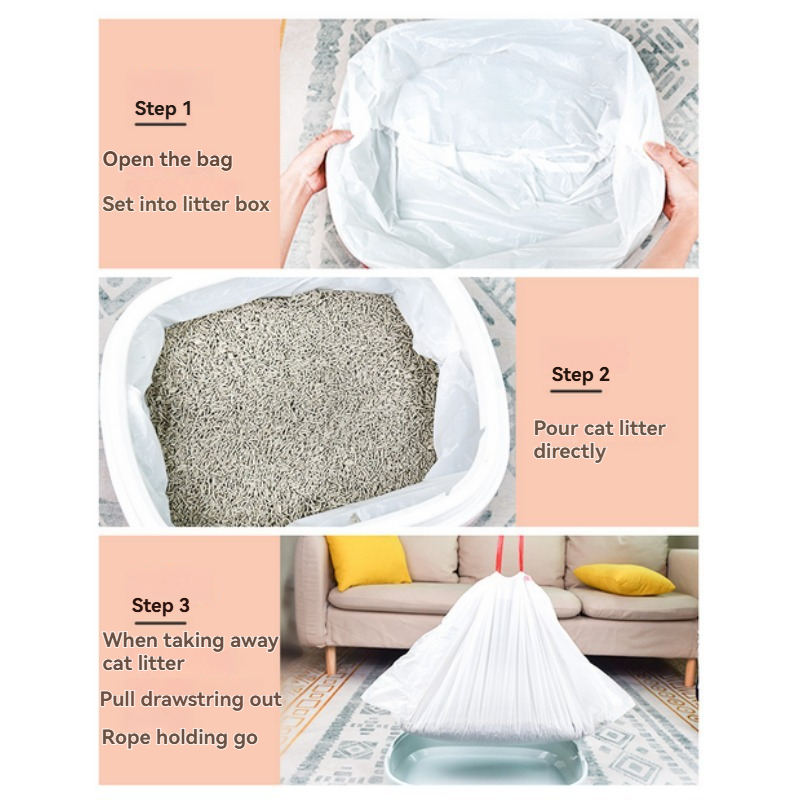 Cat Litter Bag Portable Household Pet Bag Multi Functional Pulling Rope Free From Dirty Hands Sand-proof Cleaning Pet Supplies