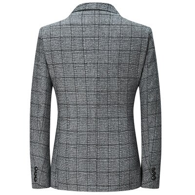 Gray Plaid Suit Blazer Men Fall Winter Mens Business Casual Suit Jacket Slim Fit Newest Male Coat