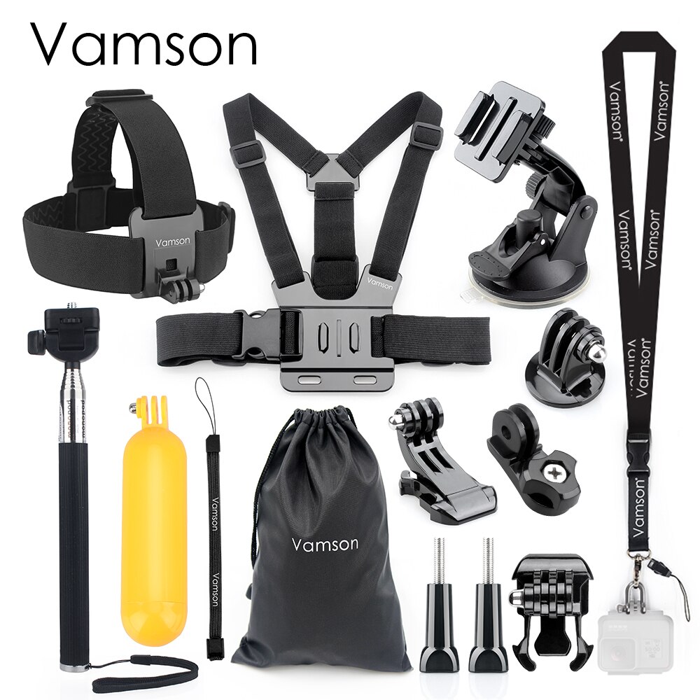 Vamson Voor Gopro Accessoires Set Voor Eken H9R Voor Gopro Hero 10 9 8 7 6 5 Mount Selfie Stok statief Voor Yi 4K Voor Mijia Kit: VS104A