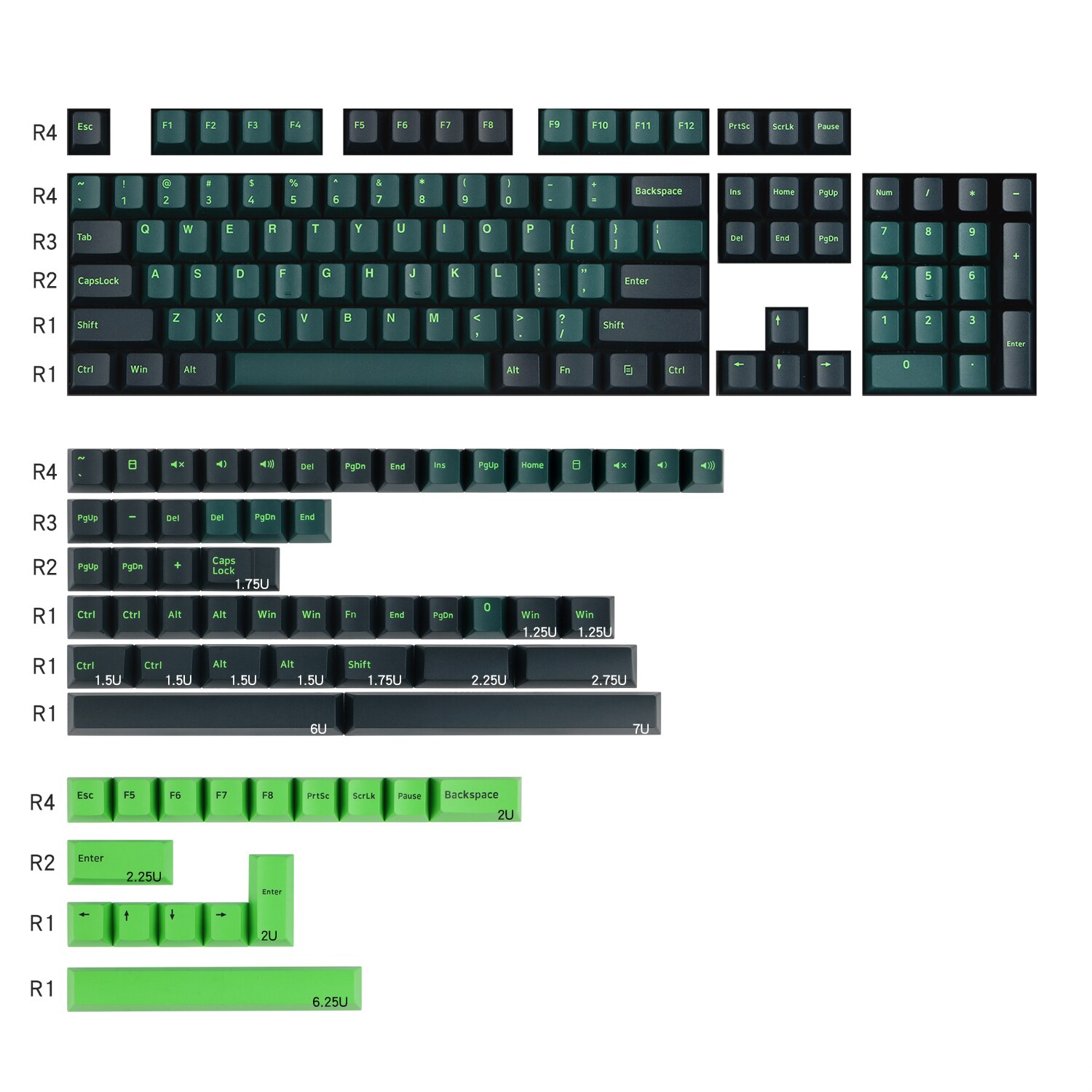 JKDK 166 KEYS Cherry Profile Keycap DOUBLE SHOT Thick PBT Keycaps FOR MX Switch Mechanical Keyboard: KIT 7