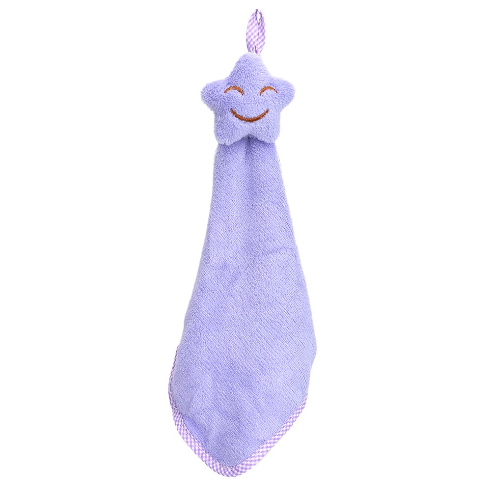 HOOMIN suspendus essuie-mains torchons corail velours mignon étoile cuisine tissu pas de peluches sourire visage Absorption d'eau: VIOLET