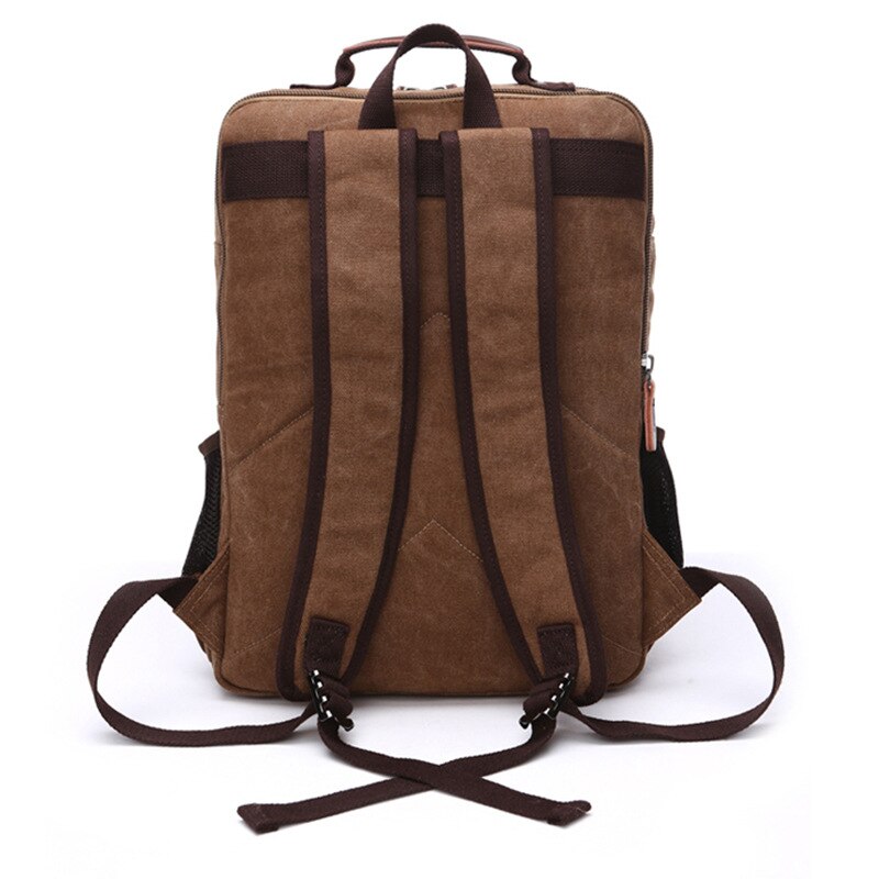 large-capacity college style student zipper schoolbag male retro backpack travel computer bag anti theft backpack