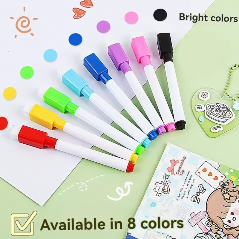Magnetic Erasable Whiteboard Pen Color Options Blackboard Note Numbering Stationery Office Teaching Supplies for Classroom Use