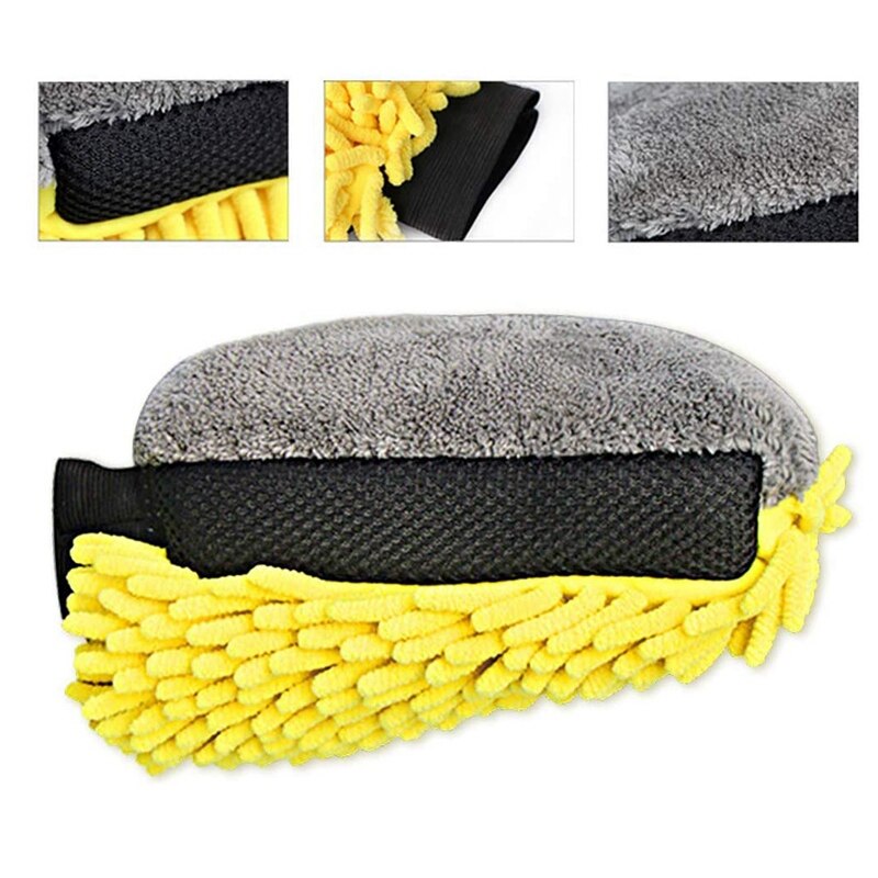 2 stuks autowashandschoen, microvezel anti-kras, dubbelzijdige schoonmaakhandschoenen, sets zachte, veelzijdige schoonmaakdoeken