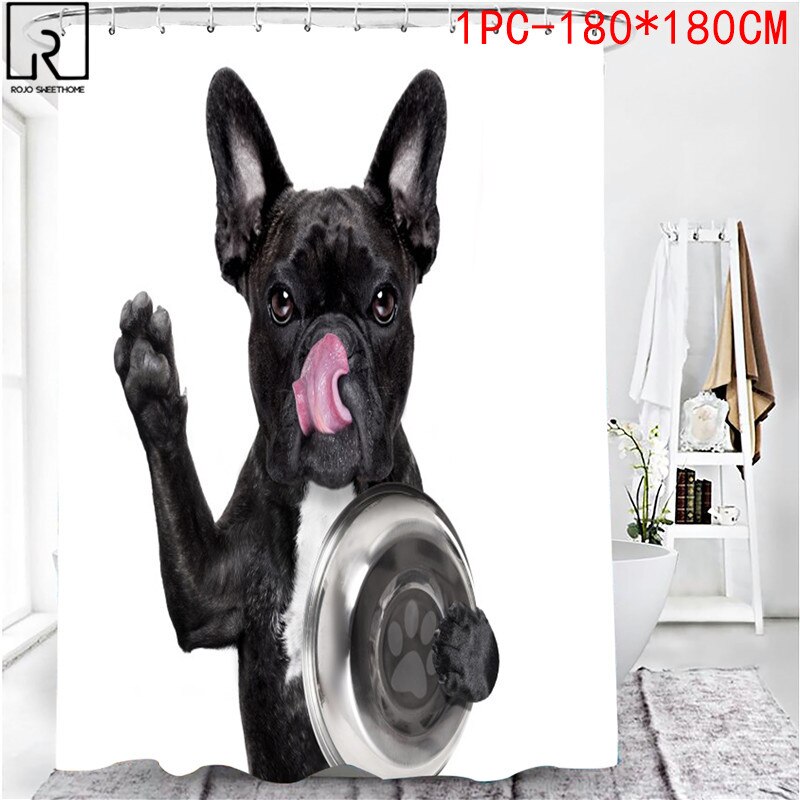 Animal Print Black Shower Curtains Lion Tiger 3D Bathroom Curtain Set Anti-slip Bath Mat Soft Toilet Lid Cover Home Rugs Carpets: 1PC180x180cm-C
