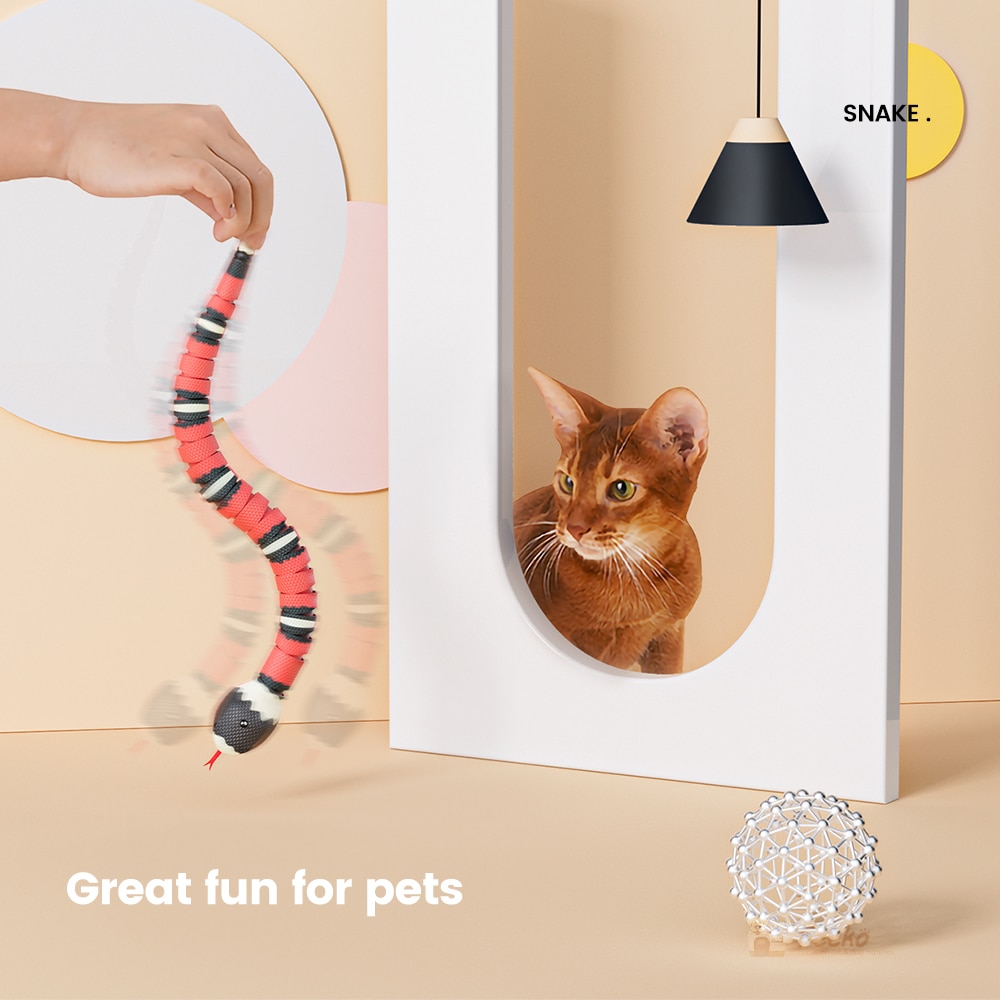 Jouets à détection intelligente serpent chat, jouets interactifs électriques pour chats, chargeur USB, accessoires pour animaux de compagnie, jeu pour chiens