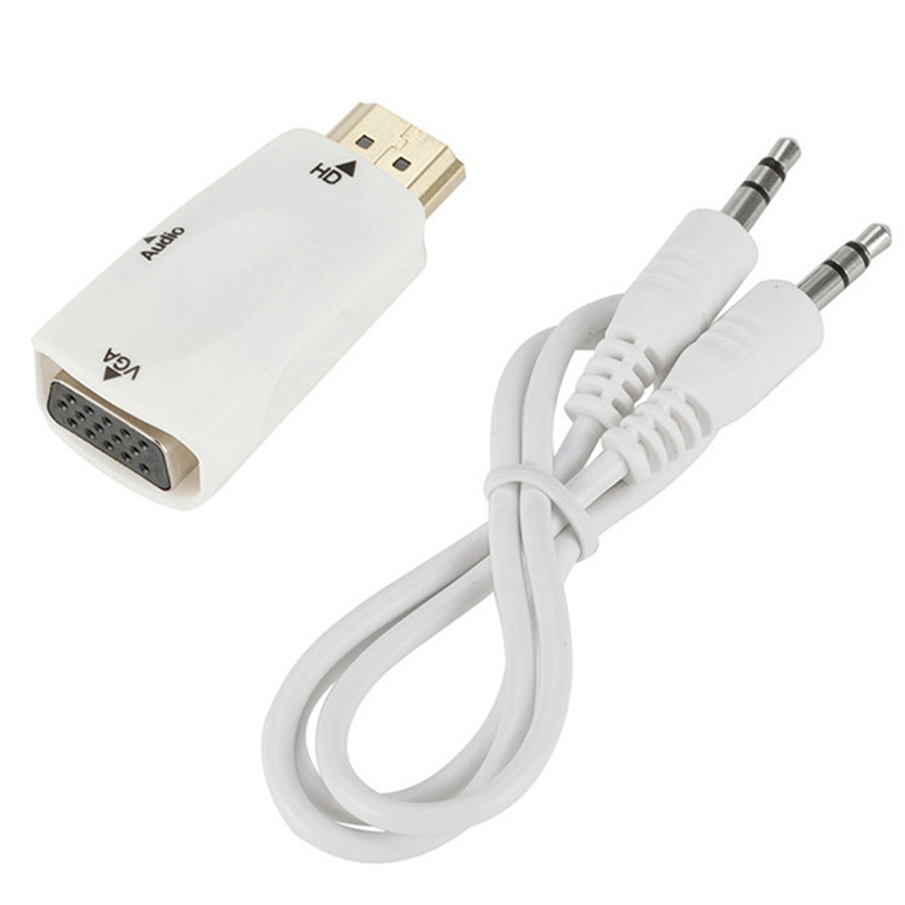 Mini HDMI-kompatibel zu VGA Kabel Konverter 1080P Audio Kabel Konverter mit 3,5 MM Jack Audio Für Laptop TV box Computer Display: WHITE