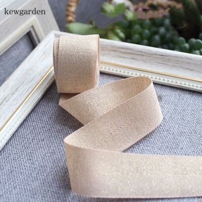 Kewgarden 1 " 3/8 " gouden draad matte textuur satijnen linten handgemaakte tape diy strik lint verpakking lint 5 meter: Geel / 10mm