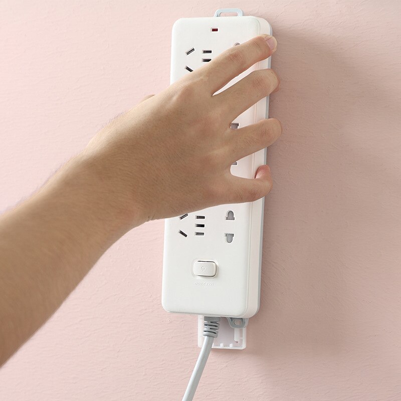 Punchfree-Soporte adhesivo para enchufe, fijador de pared, tira de alimentación, enchufes de almacenamiento, estante, gancho extraíble