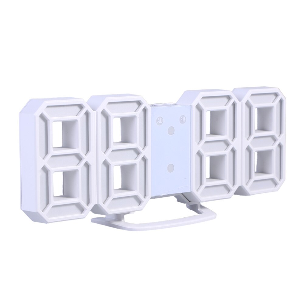 Modern Home Wall Clock Timer 3D LED Digital Wall Clock (White)