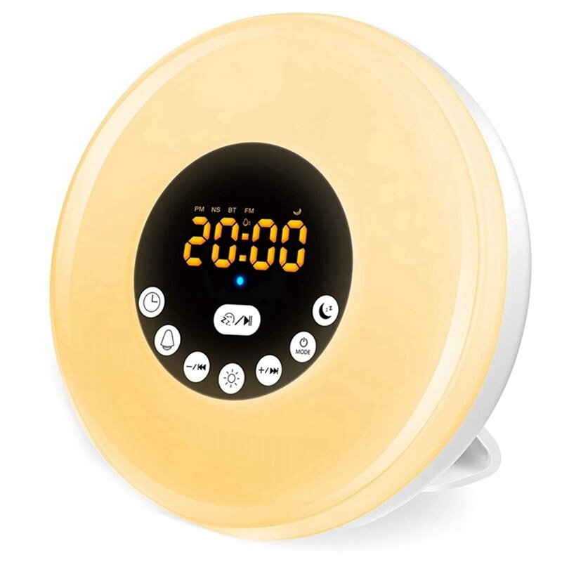 Wake Up Light,Bedside Sunrise Alarm Clock Night Light,Dimmable Warm &amp; Colorful Light,Natural Sounds,FM Radio: Default Title