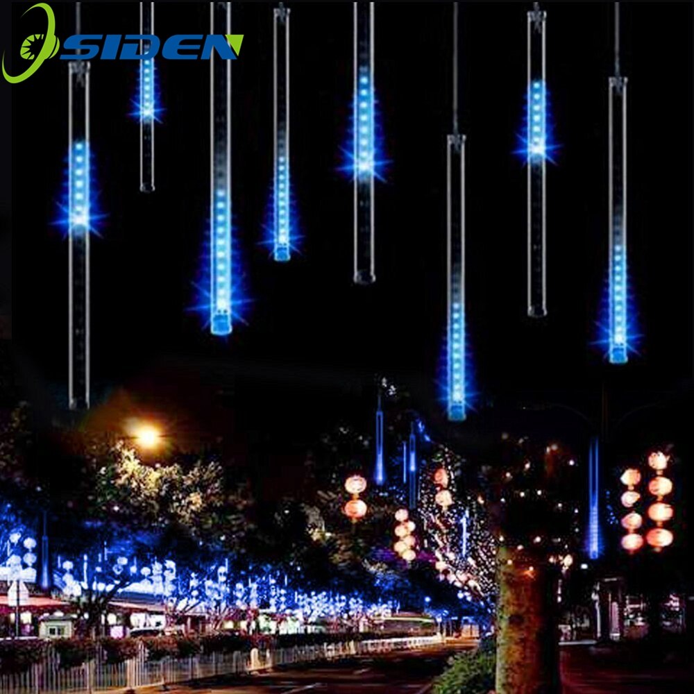 Led meteor bruselys 30cm 8 rør faldende regn istap sne fald streng led vandtæt julelys til jul