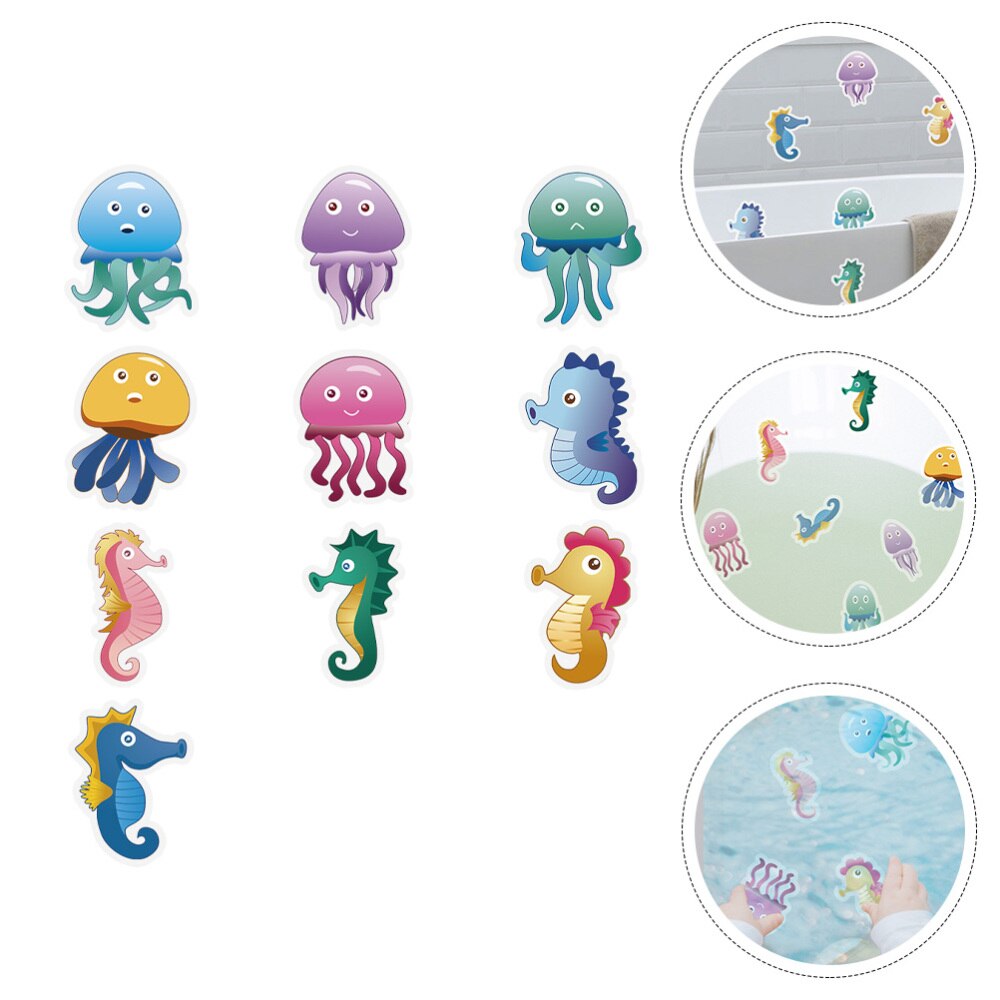 Pegatina de dibujos animados para bañera, decoración de baño, antideslizante, impermeable, 10 Uds.: Colorful-2