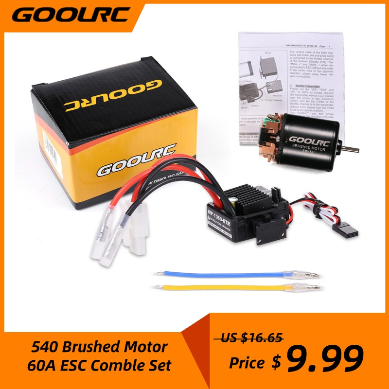 GoolRC Moteur 540 Motor RC Car 1:10 Parts 13T 17T 21T 23T 27T 35T 45T 55T 80T Brushed Motor 60A Brushed ESC for Traxxas 12428