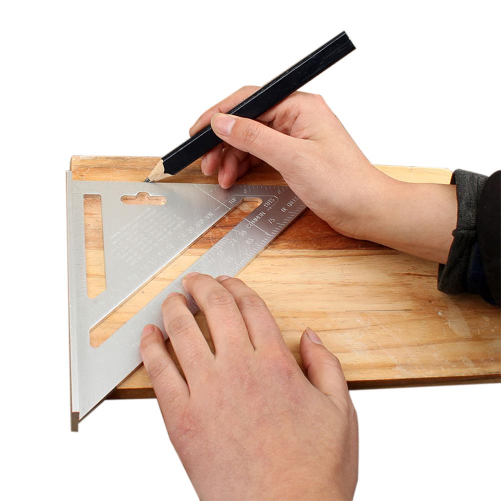Triangular Ruler 7/12 inch Metric Aluminum Alloy Triangular Measuring Ruler Woodwork Speed Square Triangle Angle Protractor: metric 12inches