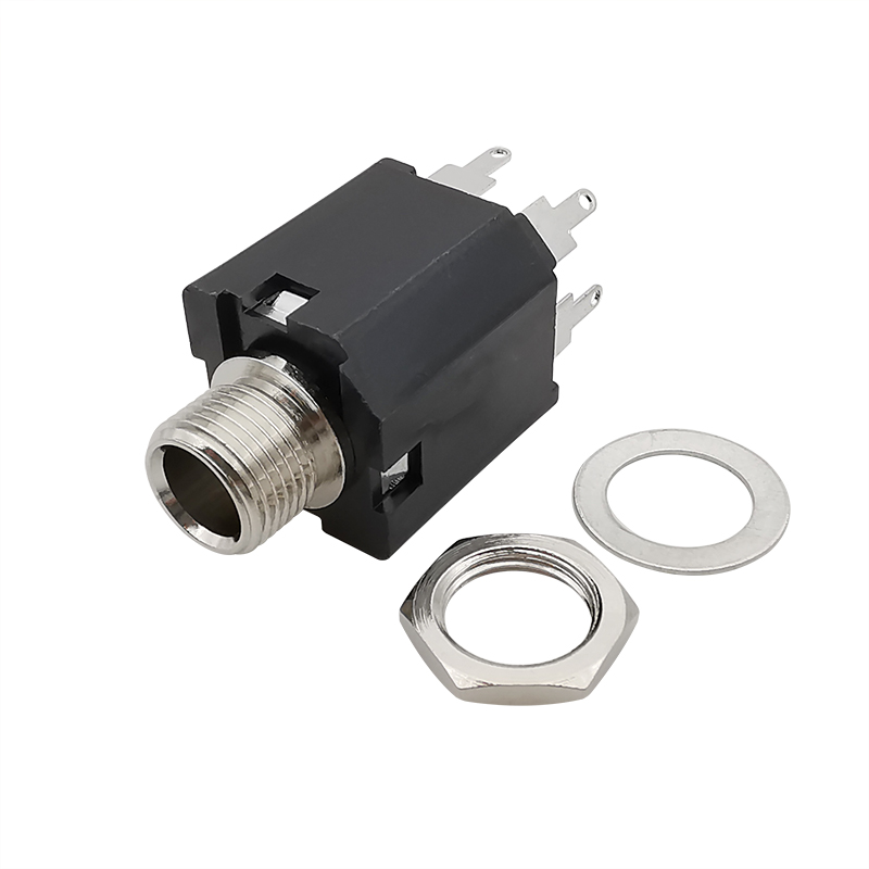 PJ-612A 6.35mm Audio Headphone Jack 1/4 inch 5 Pin Audio Microphone Female Socket Panel Mount Solder Conenctor with Nut