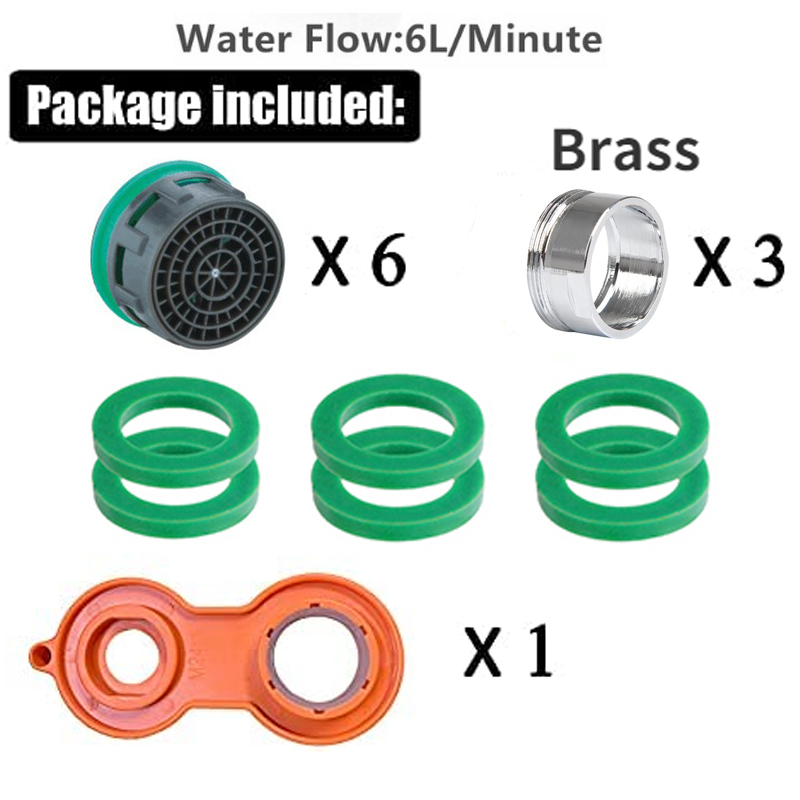 24Mm Kraan Beluchter Vervanging, Water Saver Uitloop Filter Keuken Kraan Beluchters Kit(6 Stuks) kraan Adapter Badkamer: Rood