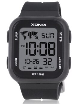 Mannen Sport Digitale Horloges Led Licht Plein Dial Waterdicht 100M Zwemmen Outdoor Horloge: white dial